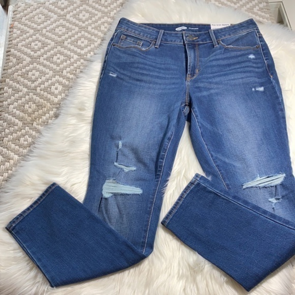 OLD NAVY x Lux Pop Icon Skinny Jeans | Super Stretch/Curve Distressed Denim NWT